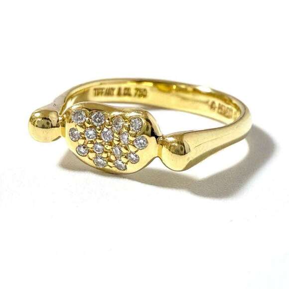 TIFFANY & CO. Yellow Gold Diamond Bean Ring - Picture 1 of 10